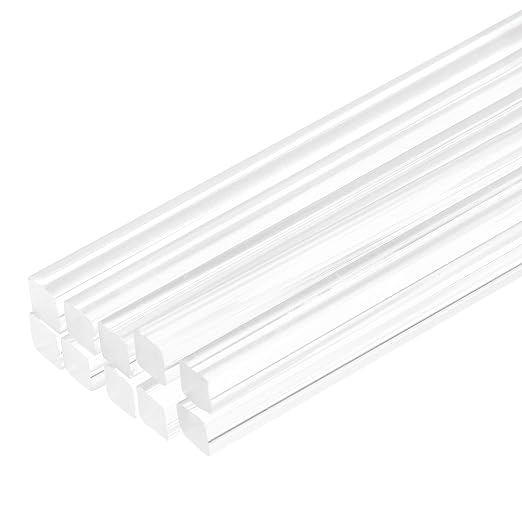 MECCANIXITY 10pcs Acrylic Square Rods 1/4" x 16" Clear Acrylic Dowel Rods