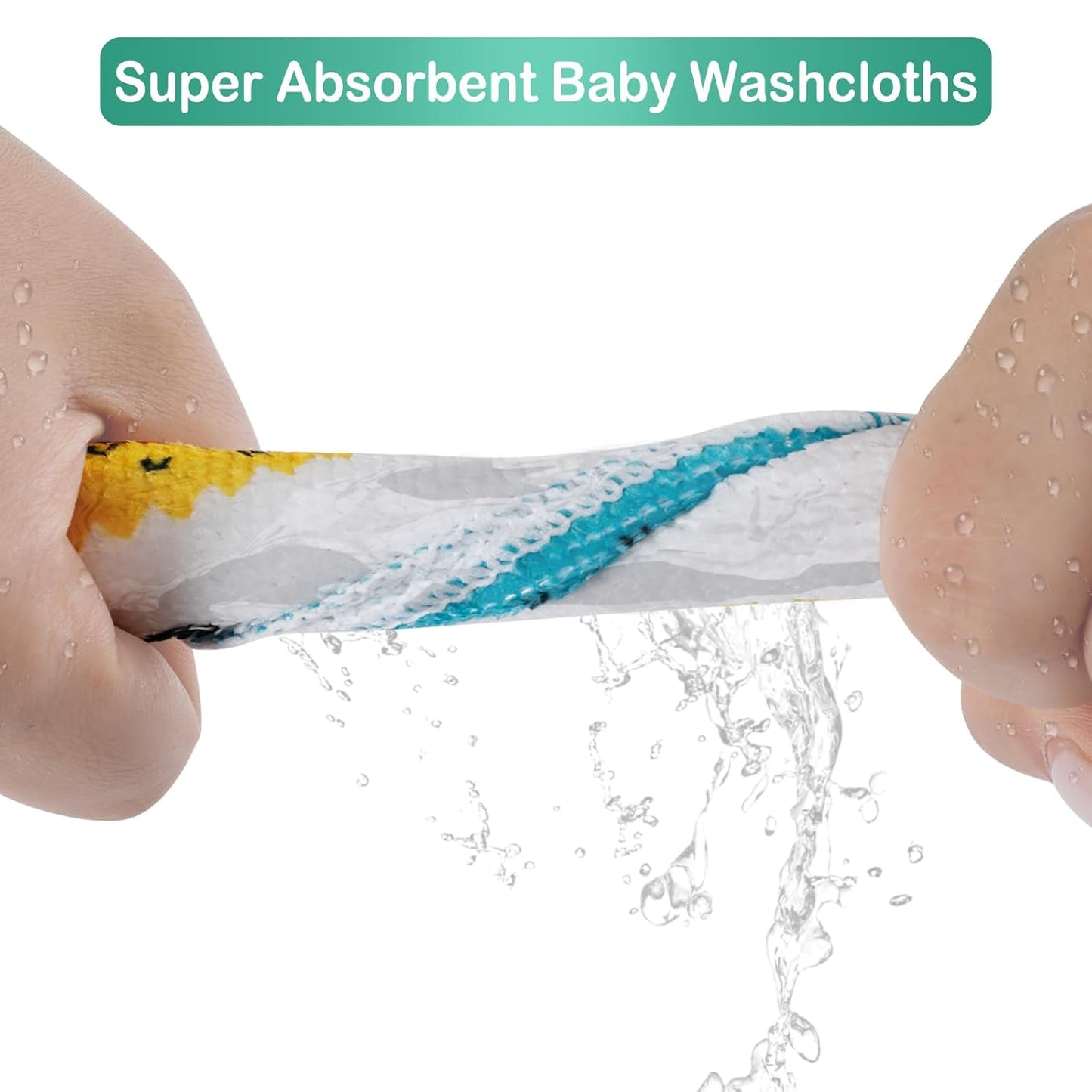 Baby Washcloths, 24Pack Baby Wash Cloths Extra Soft & Ultra Absorbent, Baby Towels and Washcloths Face Towels for Unisex Boys Girls Body, Washclothes Gentle on Sensitive Skin, 9x9 Green Crocodile