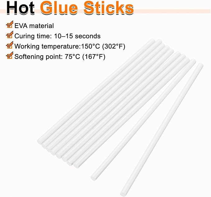 HARFINGTON 10pcs Hot Glue Sticks 0.28" Dia x 7.87" Long EVA Mini Hot Melt