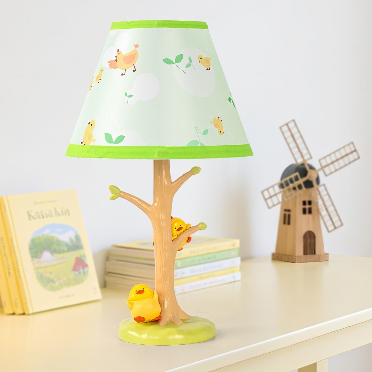 Table Lamp for Kids, 16 Inch Cute Chicken Bedside Lamp with LED Bulb, Animal Resin Desk Lamp for Boys Girls Bedroom or Nursery Decor