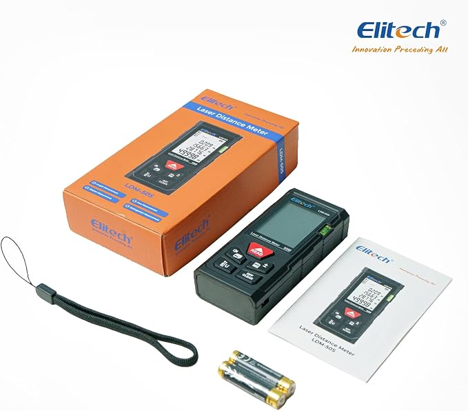 Elitech Laser Tape Measure, 165ft Laser Distance Meter