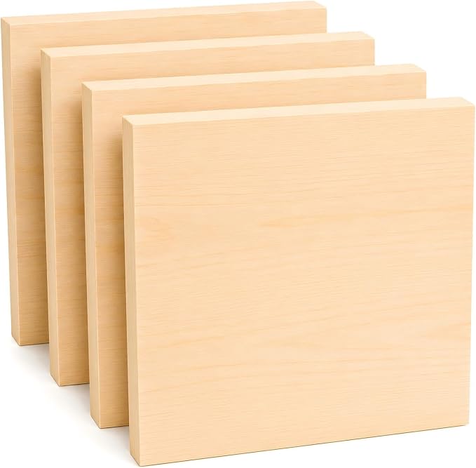4 PCS Solid Wood Blocks, Laser Engraving, DIY Signs, Home Decor and Craft