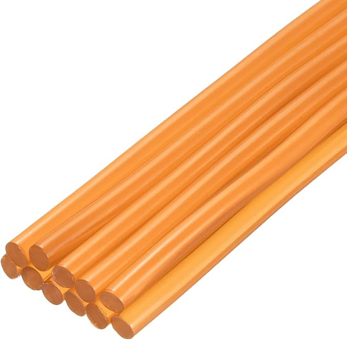 uxcell Mini Hot Glue Sticks for Glue Gun 7mm x 200mm Transparent Orange 12pcs