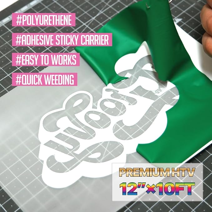 PU Heat Transfer Vinyl 12"×10ft Roll Green – HTV