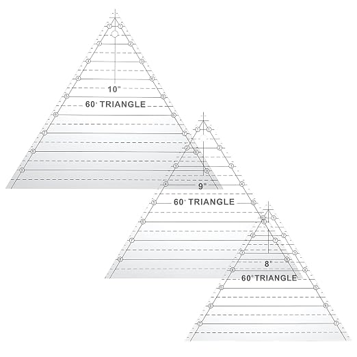 3 Pcs 60 Degree Triangle Ruler for Quilting, 10 Inch Acrylic Template Ruler