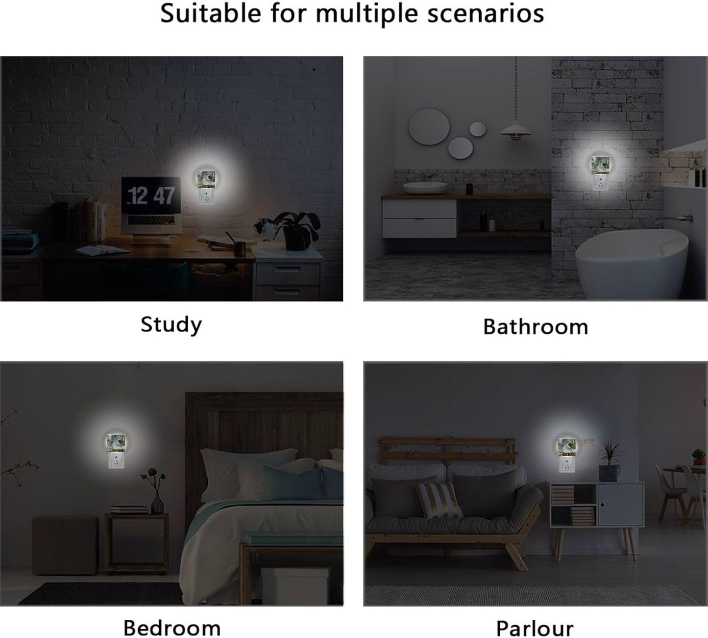 Aslsiy Night Light for Kids Winter Birds Snowy Day Plug in Wall Lamp LED Dusk to Dawn Sensor Energy Saving Nightlight for Boys Girls Men Women