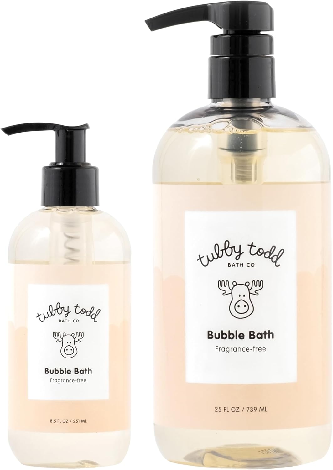 TUBBY TODD Bubble Bath for Kids, Toddlers & Babies - Hypoallergenic, Non-Irritating Sensitive Skin Bubble Bath - 2 Pack, 25 fl oz & 8 fl oz - Fragrance Free