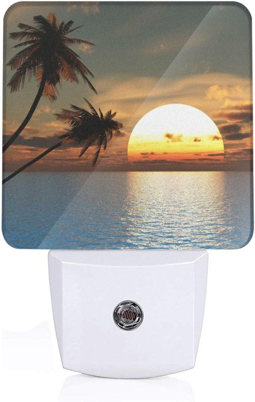Led Night Light, Sunset Palm Decorative Plug in Nightlights,with Smart Auto Dusk to Dawn Night Light for Bedroom, Kitchen, Nursery, Bathroom