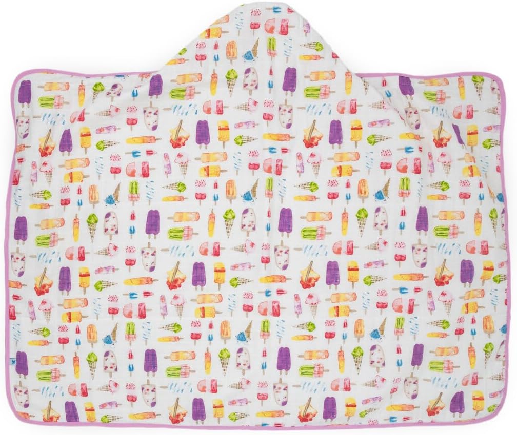 Little Unicorn Premium Hooded Bath Towel| Absorbent Cotton & Terry Blend | Larger Size, 1-6 Years (Brain Freeze)