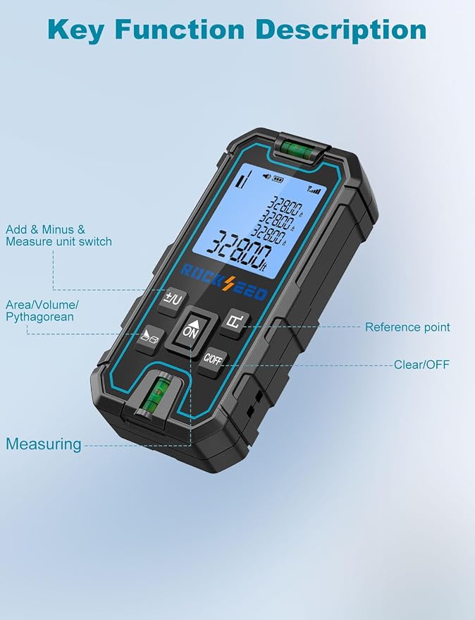 Laser Measuring Tool 165 Feet, RockSeed Portable Laser Measure, Digital