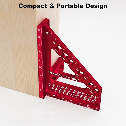 Premium Carpenter Square Hole Scribing Ruler Woodworking Square 22.5-90 Degree