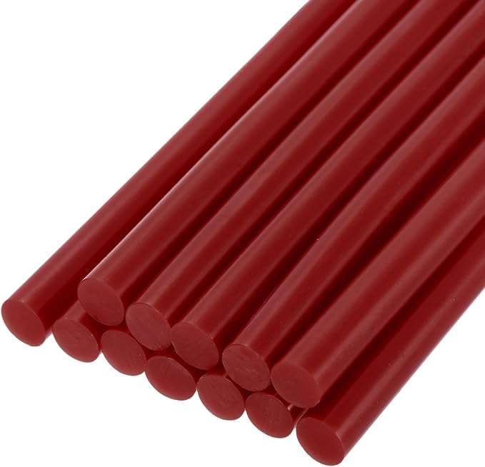 uxcell Mini Hot Glue Sticks for Glue Gun 7mm x 100mm Wine Red 12pcs