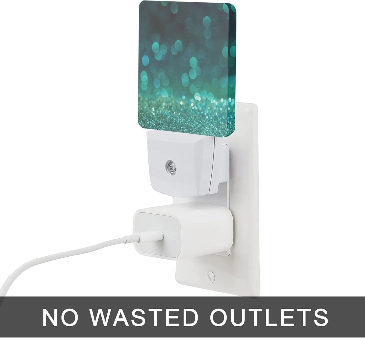Green Glitter Night Light,Plug in Night Lights 0.5W Sleep Friendly for Boys Girls Led Night Light Dusk to Dawn Sensor Nightlight for Stairway/Hallway/Kitchen