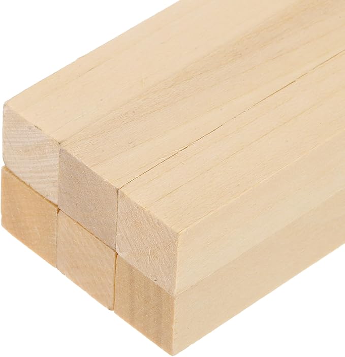 MECCANIXITY 6Pcs Basswood Sticks, 13/16" x 13/16" x 10" Square Wooden Dowel