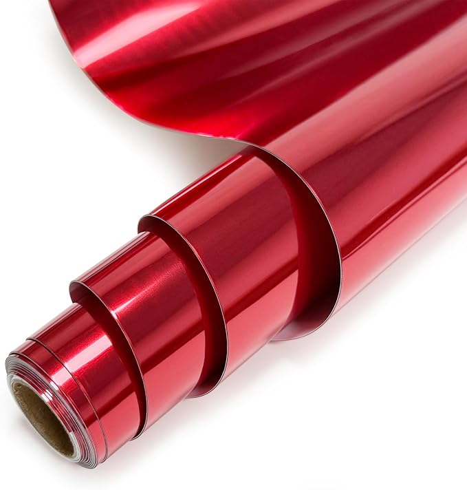 Red Heat Transfer Vinyl Roll, Soft Metallic Foil HTV