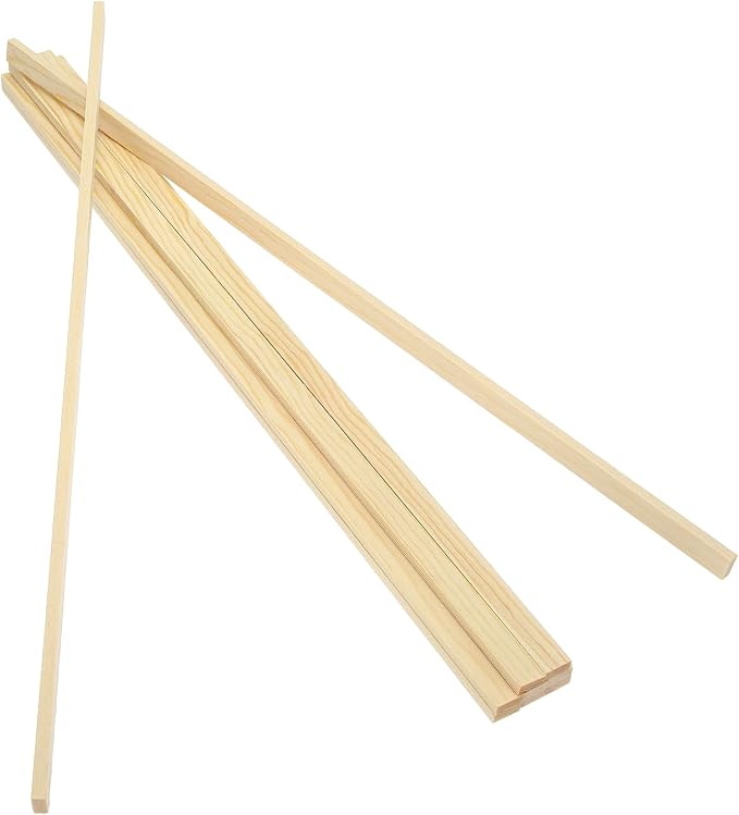 MECCANIXITY 10Pcs Wood Strips Slats, 5/32" x 3/8" x 16" Thin Wood Sticks Flat