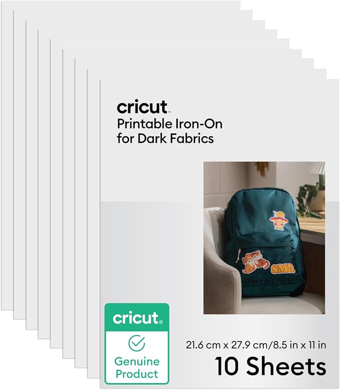 Cricut Printable Iron-On for Dark Fabrics, 10 sheets