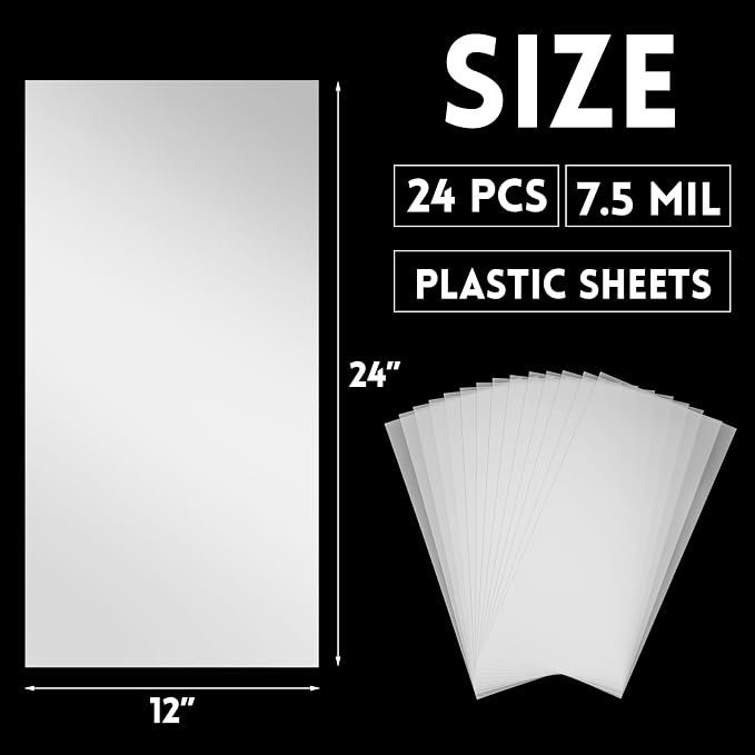 Frienda 24 Pack 7.5 Mil Blank Stencil Sheets, 12 x 24 Inch Plastic Making Sheet