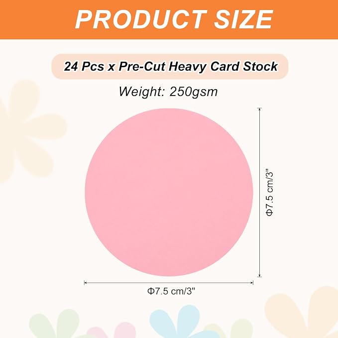 MECCANIXITY 24 Pcs Circle Card Stock, 3 Inch Round Cutouts Paper Thick