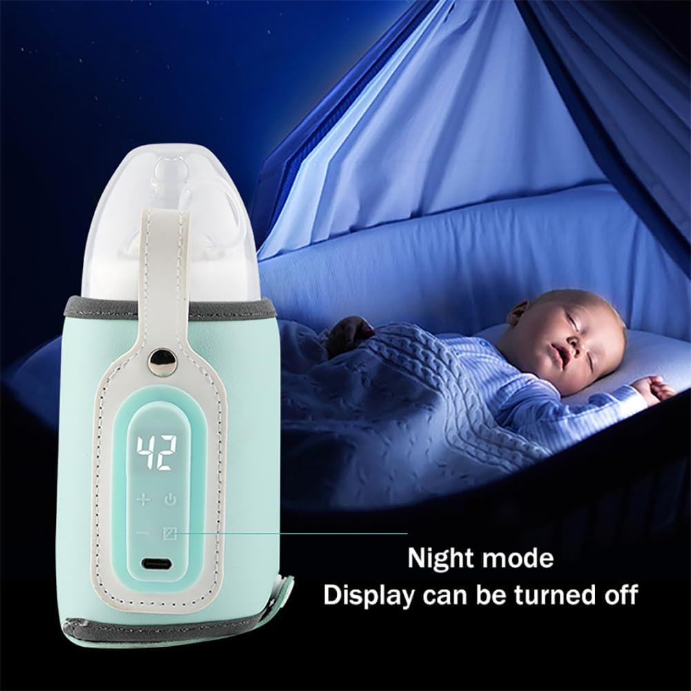 Baby Bottle Keep Warmer,Portable Travel Mug Milk Heater Thermostatic Bottle Cover Milk Bottle Heating Warmer Multifunction Thermostatic Bottle Sleeve with Tpye-C Cable for Coffee Tea,Pink