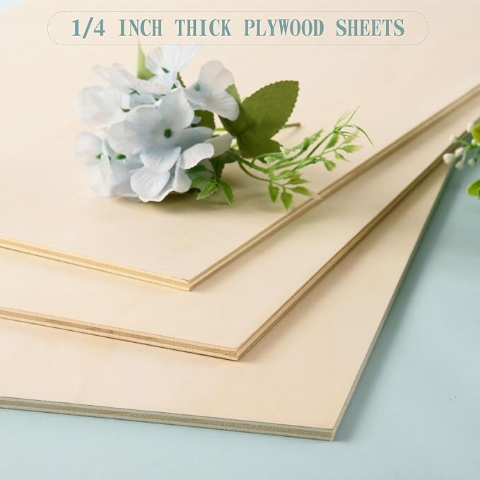 6 Pack 12 x 20 x 1/4 Inch-6mm Thick Basswood Sheets