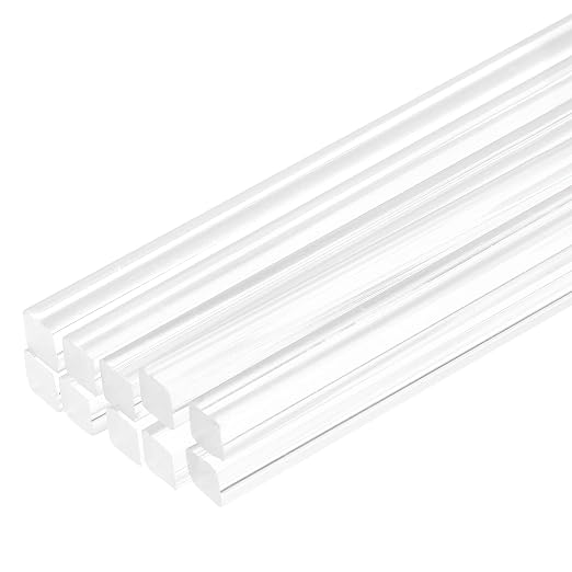 MECCANIXITY 10pcs Acrylic Square Rods 1/16" x 16" Clear Acrylic Dowel Rods