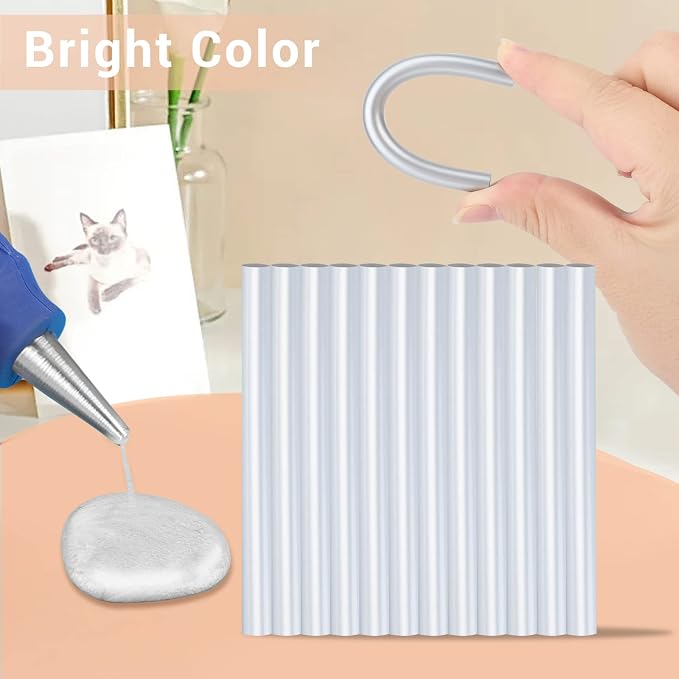 Manarty Metallic Silver Hot Glue Stick, Adhesive EVA Glue Sticks Standard