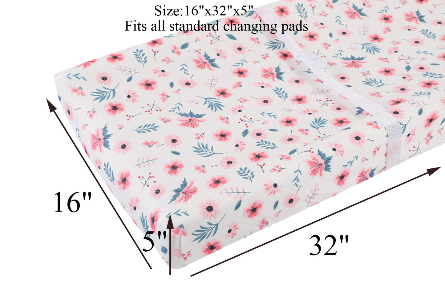 Changing Pad Cover Set 3 Pack Jersey Knit Ultra Soft for Baby Boys Girls Floral/Grey Rabbit/Pink