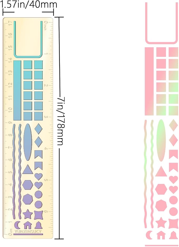 Metal Bookmark Ruler for Journals, Habit Tracker, Drawing Measuring Tools
