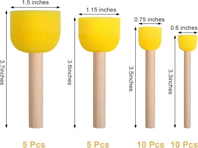 30 Pcs Round Sponges Brush Set, Round Sponge Brushes