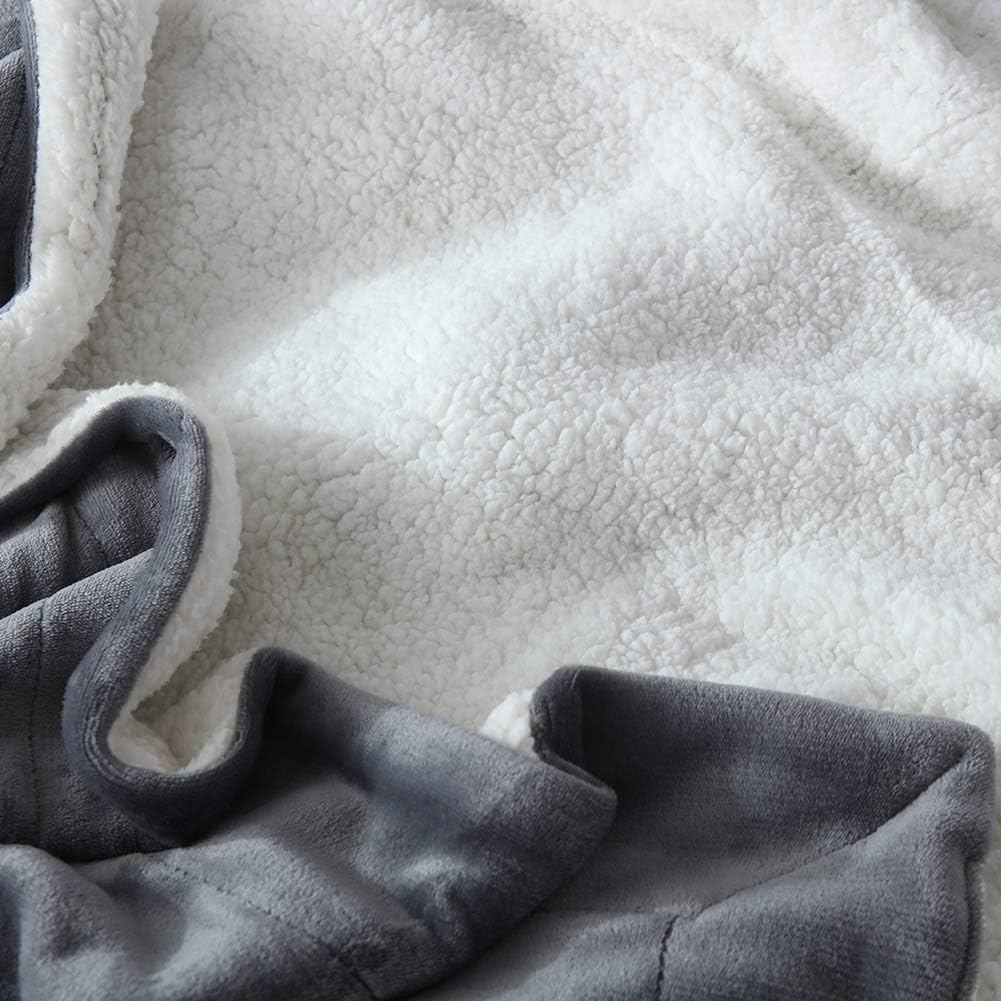 NANPIPER Flannel Blanket Reversible Sherpa Throw Blanket Super Soft Fuzzy Plush Microfiber (90"x90" Gray) Queen