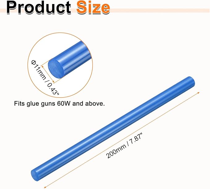 HARFINGTON 10pcs Hot Glue Sticks 0.43" Dia x 7.87" Long EVA Mini Hot Melt