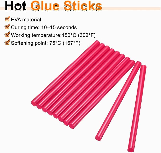 HARFINGTON 10pcs Hot Glue Sticks 0.43" Dia x 3.94" Long EVA Mini Hot Melt