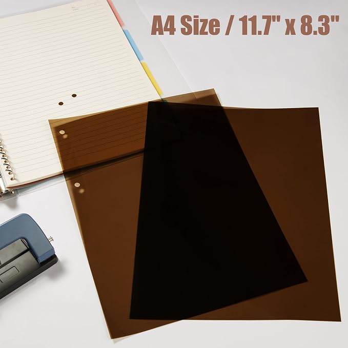 10-Pack A4 Colored PVC Flexible Plastic Sheets, 0.3mm Brown Transparent Film