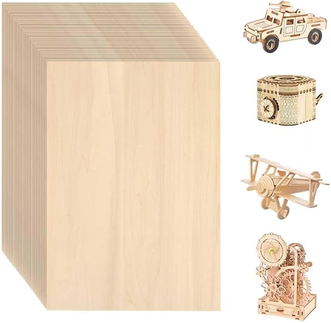36 Pack Basswood Sheets for Crafts 12"x16"x1/8", 3mm Thick Plywood Sheets Board