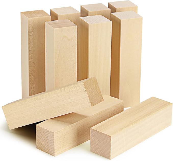 10 Pack Basswood Carving Blocks, Unfinished Wood Whittling Blocks