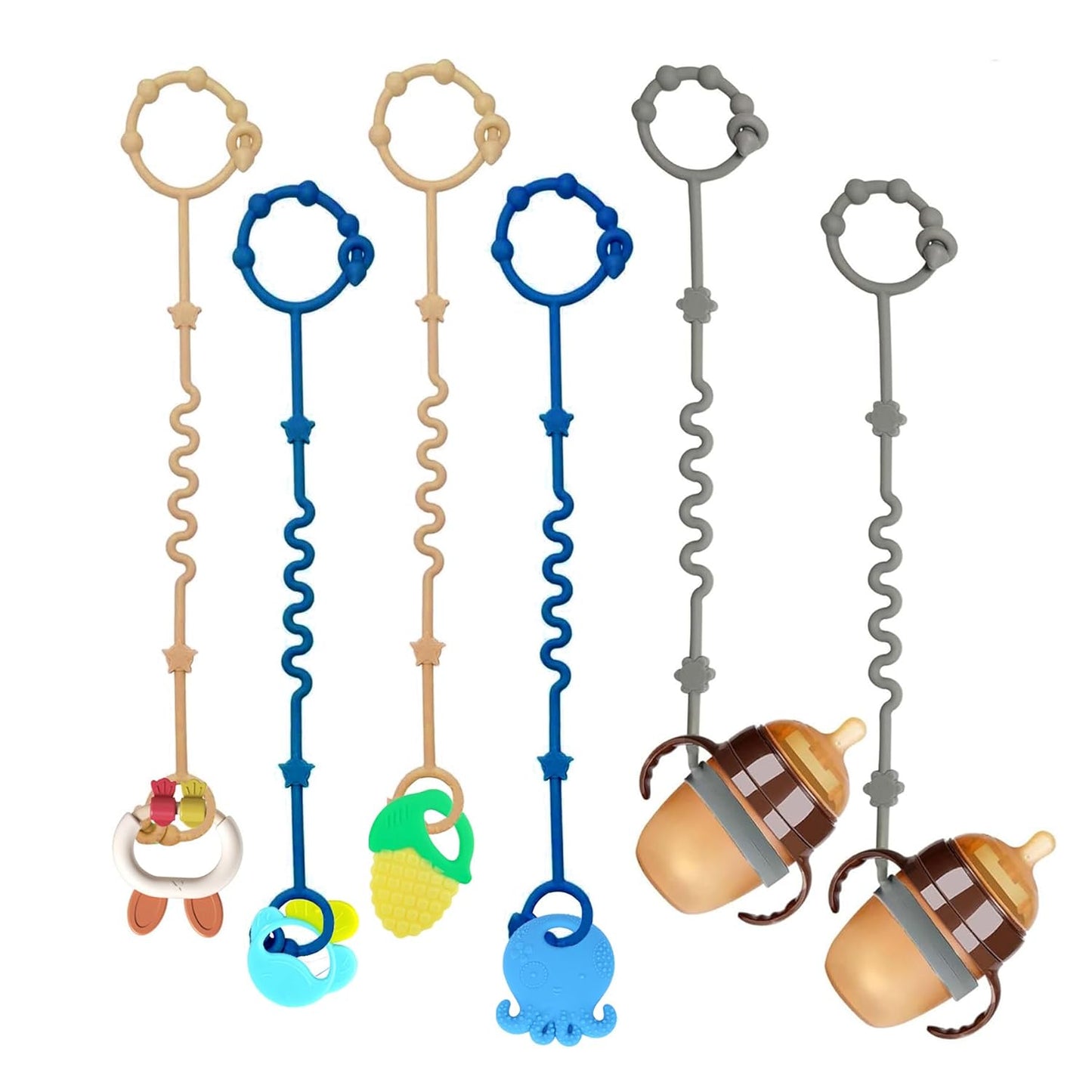 Toy Straps for Baby,RTMOK Silicone Setpacifier Clip,Applies to Car Seat Toy,Teether Toy,High Chair,Stroller Accessories,Baby Toy Clips,Cribs,Rocking Chair