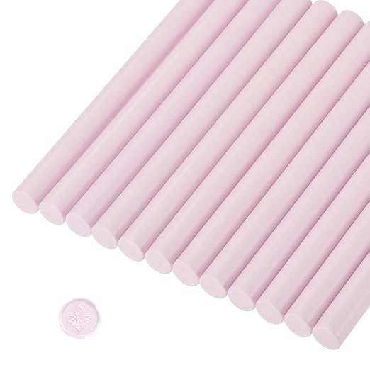 MECCANIXITY 12 Pcs Pure Pink Cylinder Sealing Wax Stick Glue Gun Wax Seal Rod