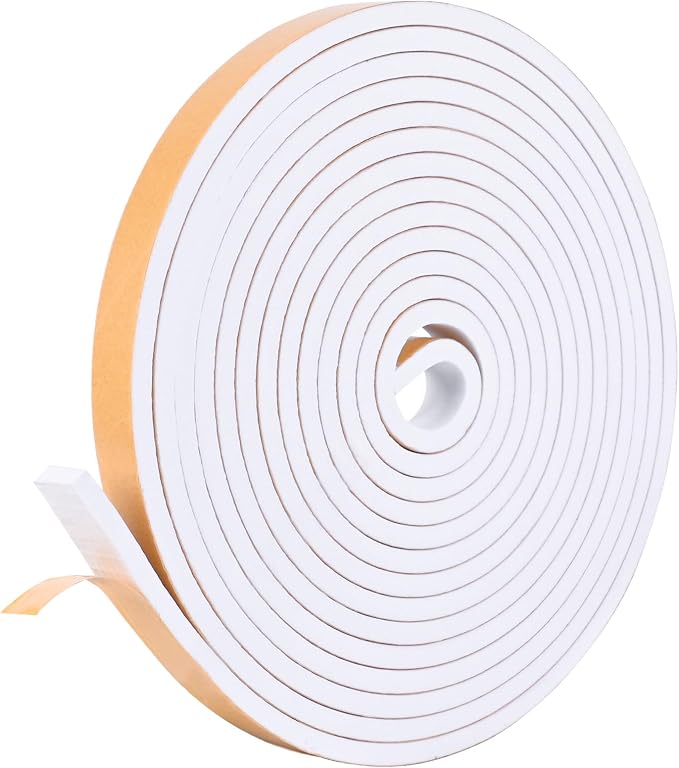 Kikerike Self Adhesive Foam Tape Weatherstrip 1/2in x 1/4in x 8.5Ft High