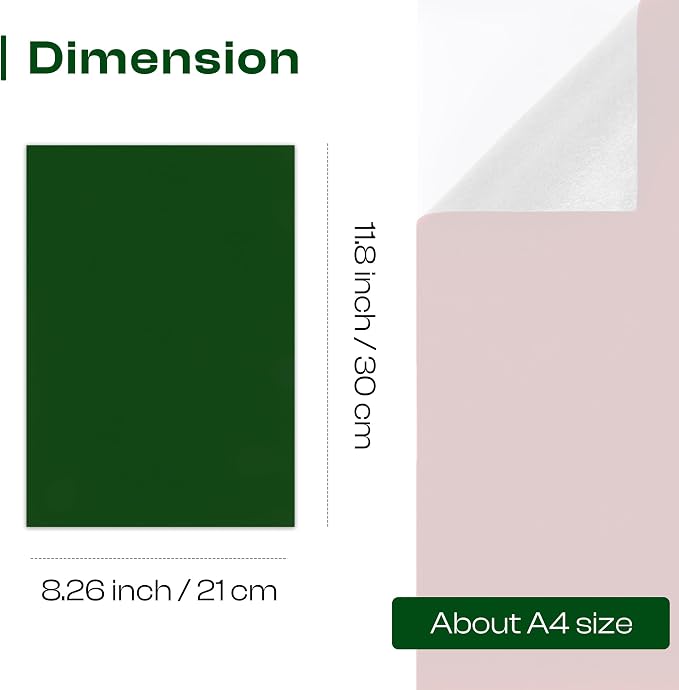 Caydo 12PCS Self Adhesive Felt Sheets, Soft Velvet Green Felt Fabric