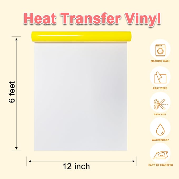 Yellow Puff Vinyl Heat Transfer 12Inch x 6Ft, Puff Htv