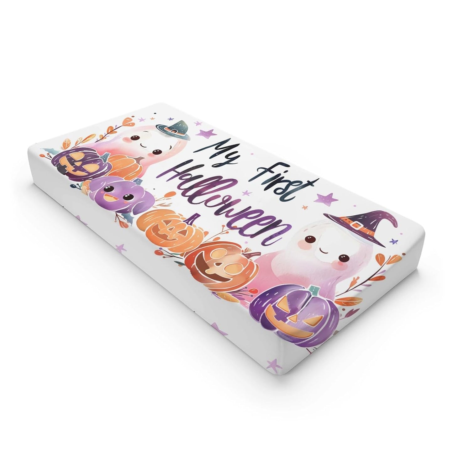 Cartoon Halloween Pumpkin Witch Hats Baby Changing Pad Cover, Unisex Fall Winter Holiday Nursery Diaper Changing Table Pad Mat Sheet for Boys Girls-16x32