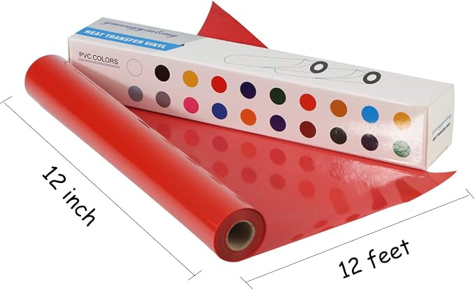 guangyintong Heat Transfer Vinyl Red HTV Rolls, Glossy Surface Red HTV Vinyl