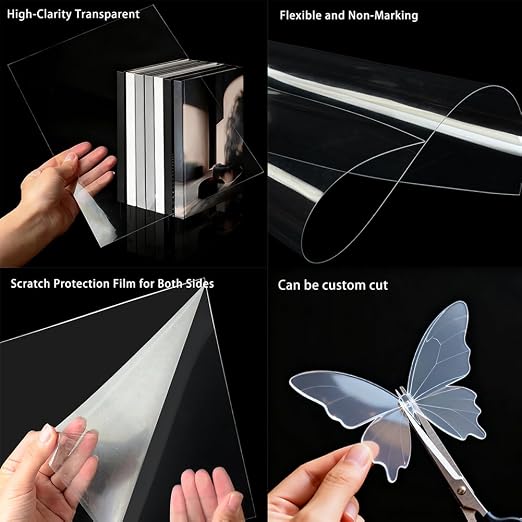 20PCS Clear Plastic Sheet, A4 PVC Flexible Plastic Board Transparent Acrylic