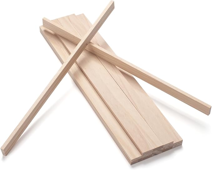 Wood Strips Slats for Wall, Wooden Dowels Wooden Sticks for Crafts 1/4" ×3/4" ×