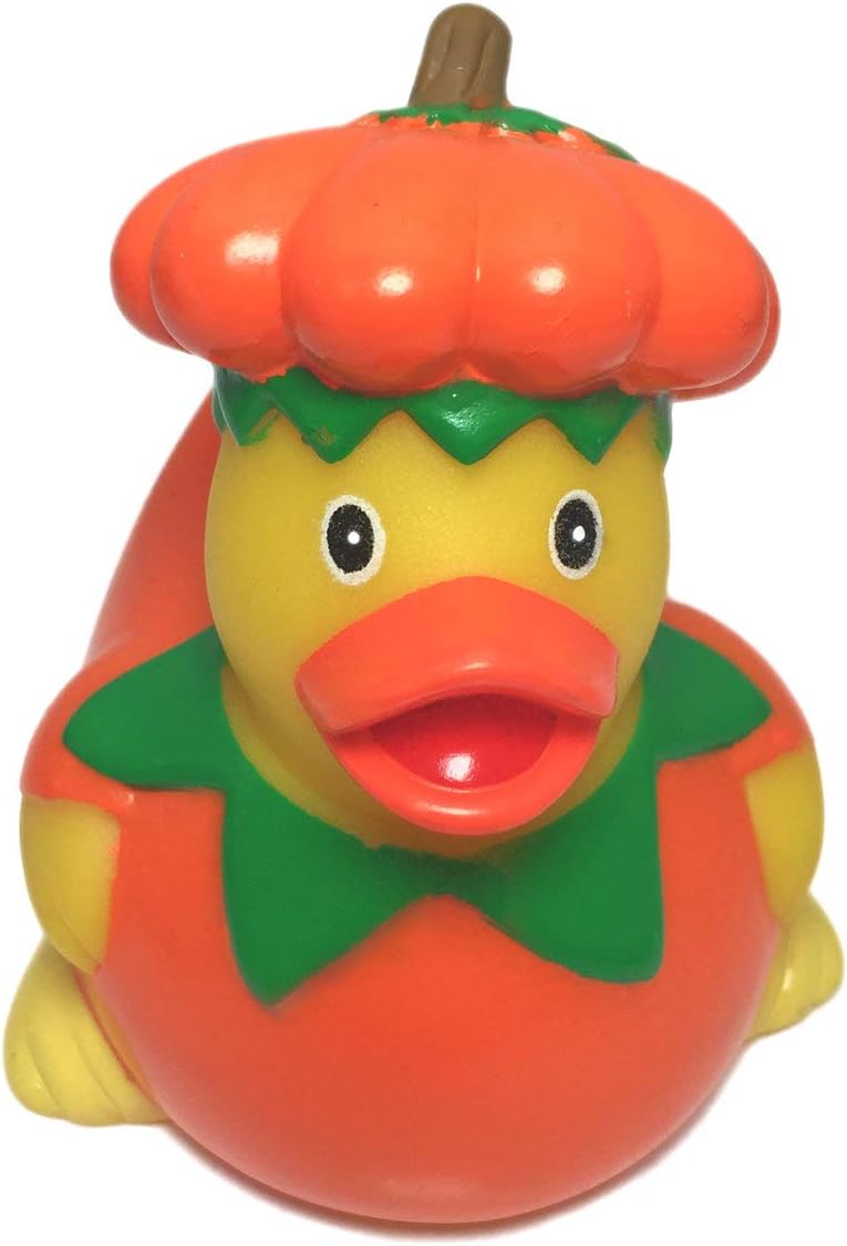 3" Halloween Pumpkin Rubber Duck [Sealed Hole, Floats Upright] - Baby Safe Bathtub Bathing Toy