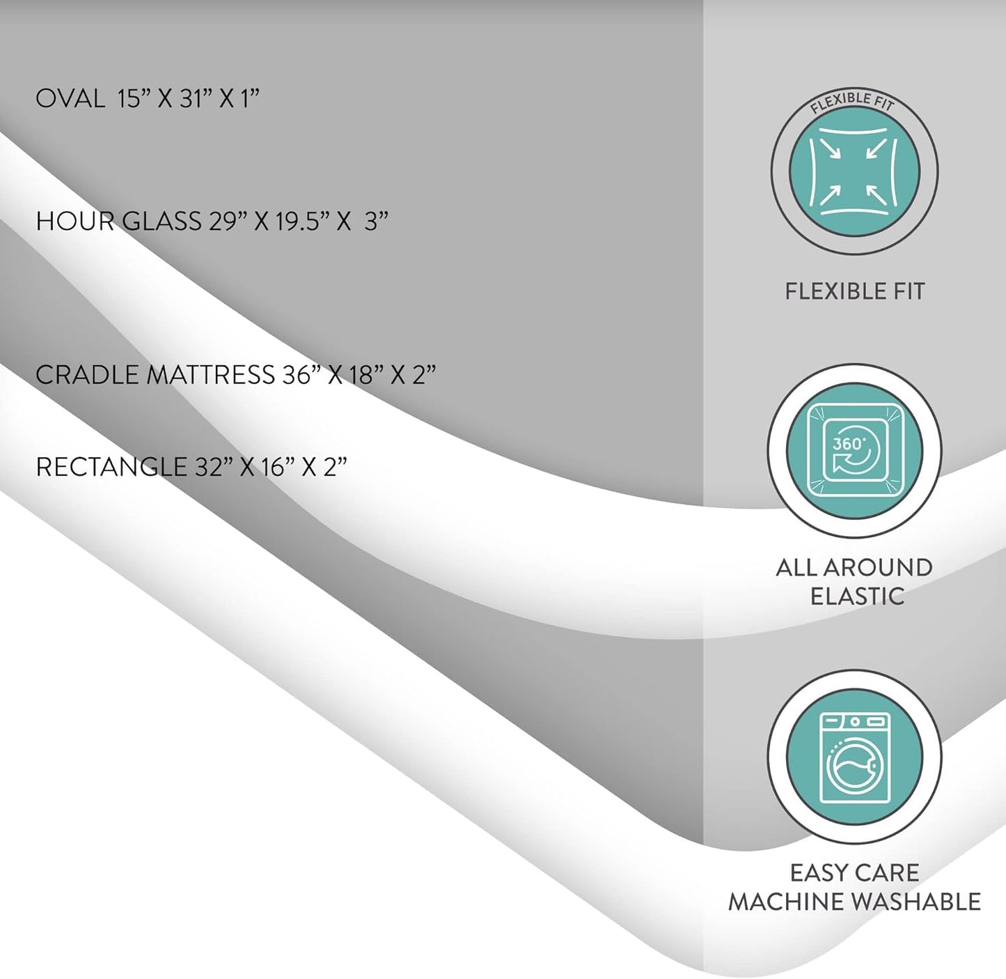 Featherhead™ 2-Pack Fitted Crib Sheets - 100% Cotton - 52" x 28" x 9" for Standard Crib and Toddler Mattress (Bassinet Sheets - White/Grey)