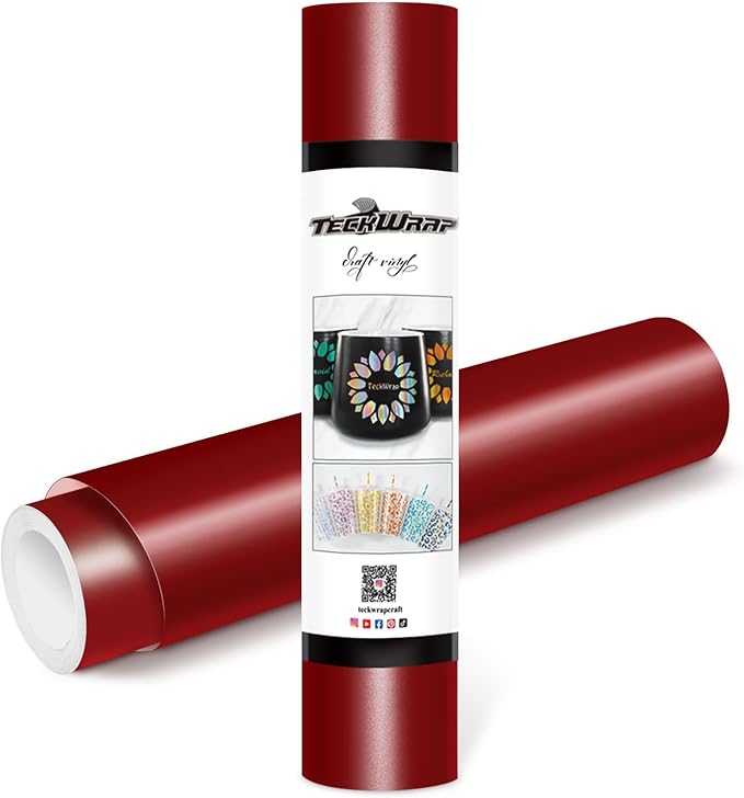 TECKWRAP Permanent Adhesive Vinyl 12" x 10ft, Matte Wine Red