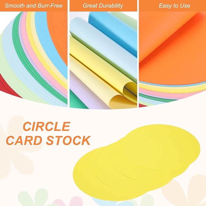 MECCANIXITY 24 Pcs Circle Card Stock, 9.8 Inch Round Cutouts Paper Thick