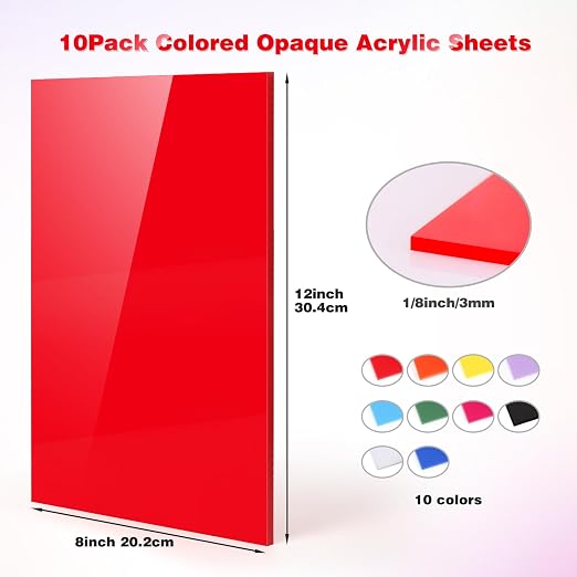 Adrattnay Acrylic Sheets 1/8 Thick, Opaque Colored Acrylic Panel